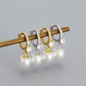 Square Rhinestone and Pearl Dangle Earrings - MLYH441