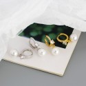 Square Rhinestone and Pearl Dangle Earrings - MLYH441