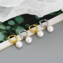 Square Rhinestone and Pearl Dangle Earrings - MLYH441