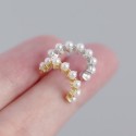 C-shaped Beaded Pearls Hoop Earrings - MLYH465