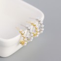 C-shaped Beaded Pearls Hoop Earrings - MLYH465