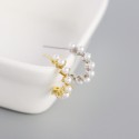 C-shaped Beaded Pearls Hoop Earrings - MLYH465