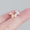 Sparkling Marquise Gems and Pearl Stud Earrings - MLYH468