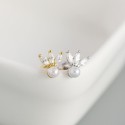 Sparkling Marquise Gems and Pearl Stud Earrings - MLYH468