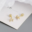Sparkling Marquise Gems and Pearl Stud Earrings - MLYH468