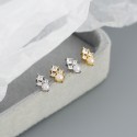 Sweet Square Gems and Pearl Stud Earrings - MLYH471
