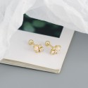 Sweet Square Gems and Pearl Stud Earrings - MLYH471