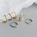 Metallic Gems Row Hoop Earrings - MLYH481