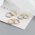 Metallic Gems Row Hoop Earrings - MLYH481