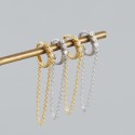 Tassel Chain and Gemstone Hoop Earrings - MLYH482