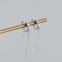 Tassel Chain and Gemstone Hoop Earrings - MLYH482