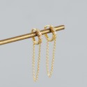Tassel Chain and Gemstone Hoop Earrings - MLYH482