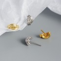 Metallic Entwined Lines Stud Earrings - MLYH497