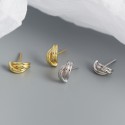 Metallic Entwined Lines Stud Earrings - MLYH497