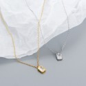 Solitaire Rectangular Rhinestone Necklace - MLYH498
