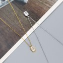 Solitaire Rectangular Rhinestone Necklace - MLYH498