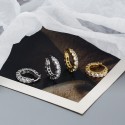 Hollow Beaded Rhinestone Hoop Earrings - MLYH500