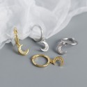 Pave Crescent Moon Dangle Earrings - MLYH507