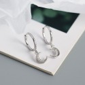 Pave Crescent Moon Dangle Earrings - MLYH507
