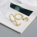 Pave Crescent Moon Dangle Earrings - MLYH507
