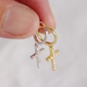 Pave Latin Cross Dangle Earrings - MLYH524