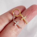 Pave Latin Cross Dangle Earrings - MLYH524