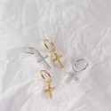 Pave Latin Cross Dangle Earrings - MLYH524