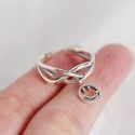 Entangled Lines and Smiley Emoji Open Ring - MLYH526
