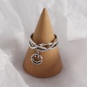 Entangled Lines and Smiley Emoji Open Ring - MLYH526