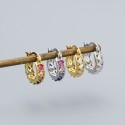 Stepped Rhinestone Row Hoop Earrings - MLYH536