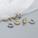 Stepped Rhinestone Row Hoop Earrings - MLYH536