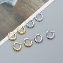 Stepped Rhinestone Row Hoop Earrings - MLYH536