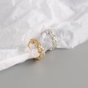 Pave Heart Shaped Leaf Hoop Earrings - MLYH545
