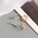 Pave Heart Shaped Leaf Hoop Earrings - MLYH545