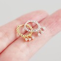 Beaded and Three Rhinestone Hoop Earrings - MLYH546