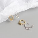 Beaded and Three Rhinestone Hoop Earrings - MLYH546