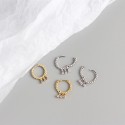 Beaded and Three Rhinestone Hoop Earrings - MLYH546