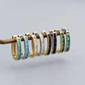 U-shaped Rectangular Gems Row Hoop Earrings - MLYH554