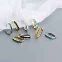 U-shaped Rectangular Gems Row Hoop Earrings - MLYH554
