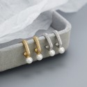 Pave U-shaped Pearl Drop Earrings - MLYH560