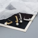Pave U-shaped Pearl Drop Earrings - MLYH560
