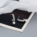 Pave U-shaped Pearl Drop Earrings - MLYH560