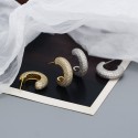 C-Shape Tubular Pave Stud Earrings - MLYH561
