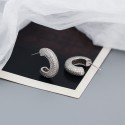 C-Shape Tubular Pave Stud Earrings - MLYH561