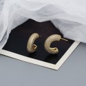 C-Shape Tubular Pave Stud Earrings - MLYH561