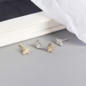 Ladder Arranged Gemstone Stud Earrings - MLYH564