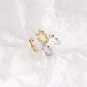 Halo Rectangular Gemstone Hoop Earrings - MLYH580