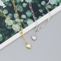 Metallic Glossy Heart Pendant Necklace - MLYH582