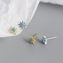 Solitaire Eight Awn Star Stud Earrings - MLYH591