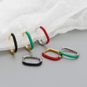 Metallic U-shaped Enamel Hoop Earrings - MLYH592